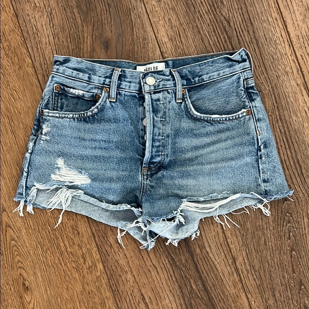 AGOLDE Parker Women's Button Fly Blue Denim Shorts size‎ 25